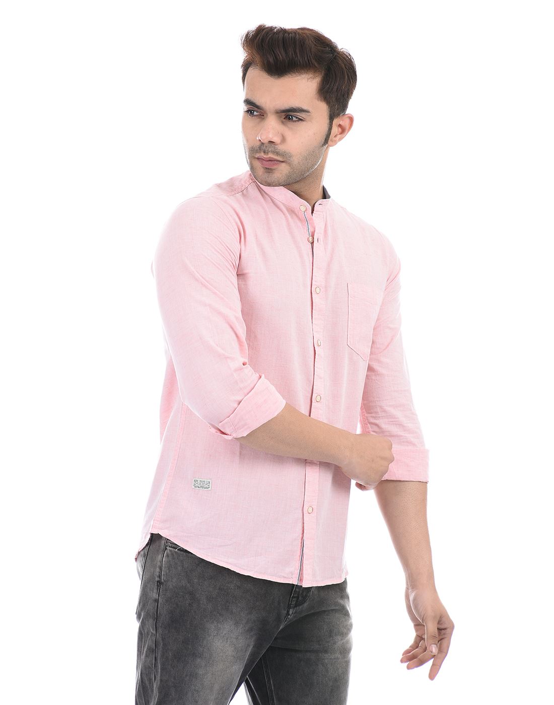 Pepe Jeans Men Casual Wear Pink Solid Shirt